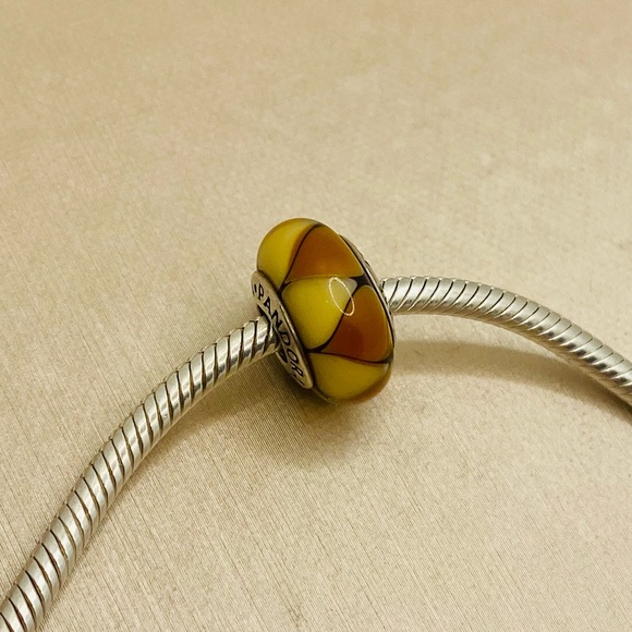EUC Pandora 790638 Sterling Silver Captivating Amber Murano Glass Charm - Picture 4 of 12